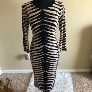 NWOT Venus Zebra Print Bodycon Dress Size S